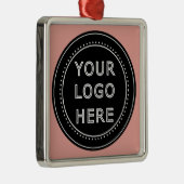 Elegante en strakke zwarte QR-code Metalen Ornament (Rechts)