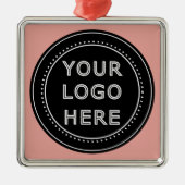 Elegante en strakke zwarte QR-code Metalen Ornament (Voorkant)