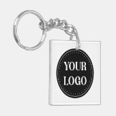 Elegante en strakke zwarte QR-code Sleutelhanger (Voorkant Links)