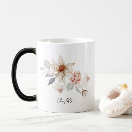 Elegante en tijdloze bloemen magische mok (Met donut)
