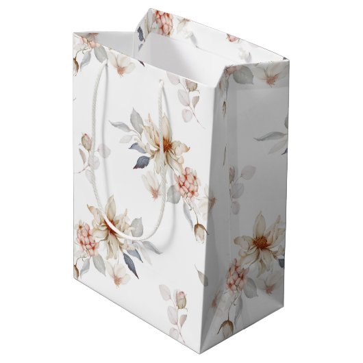 Elegante en tijdloze bloemen medium cadeauzakje (Achterkant Gekanteld)