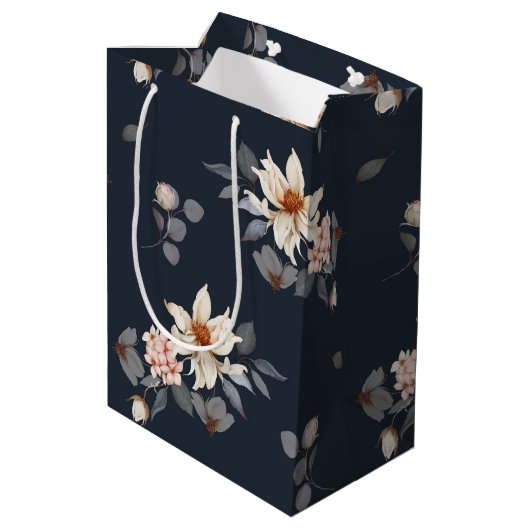 Elegante en tijdloze bloemen medium cadeauzakje (Achterkant Gekanteld)