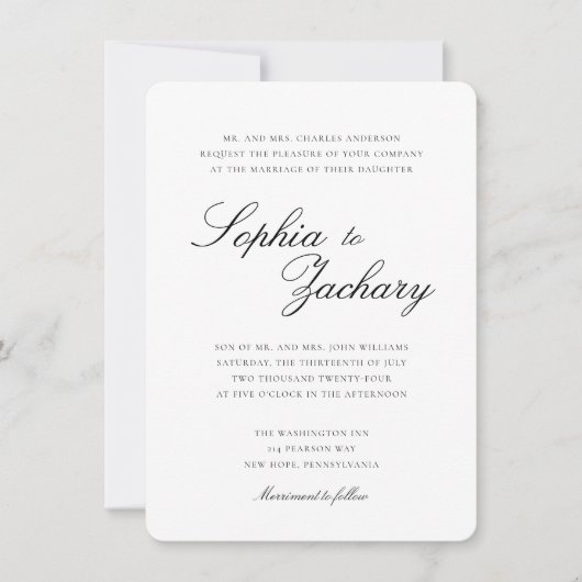 Elegante en tijdloze bruiloft uitnodiging (Voorkant)