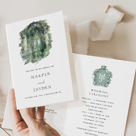 Elegante en tijdloze Green Hues Wedding Program