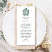 Elegante en tijdloze groene monogram bruiloft menu