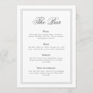 Elegante en Tijdloze Trouwbarmenu Menu