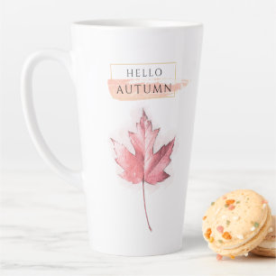 Elegante en trendy herfstblad tekening latte mok
