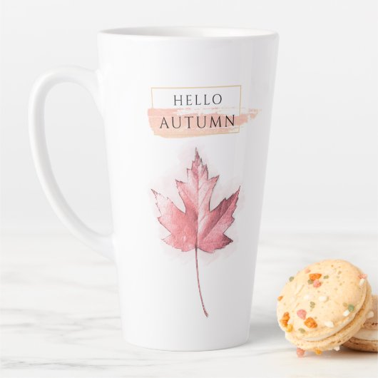 Elegante en trendy herfstblad tekening latte mok (In situ)