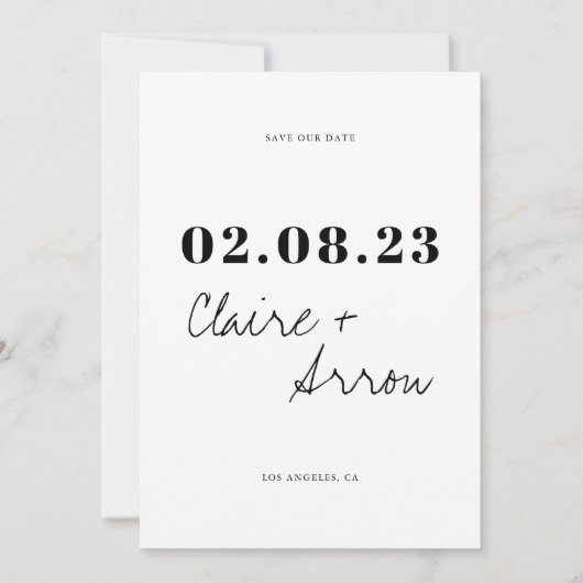Elegante en trendy trouwkaart Save the Date Kaart (Voorkant)