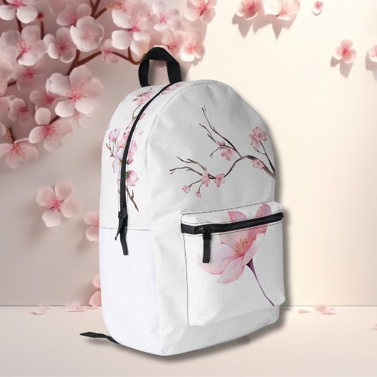 Elegante en unieke kersenbloesem wit bedrukte rugzak