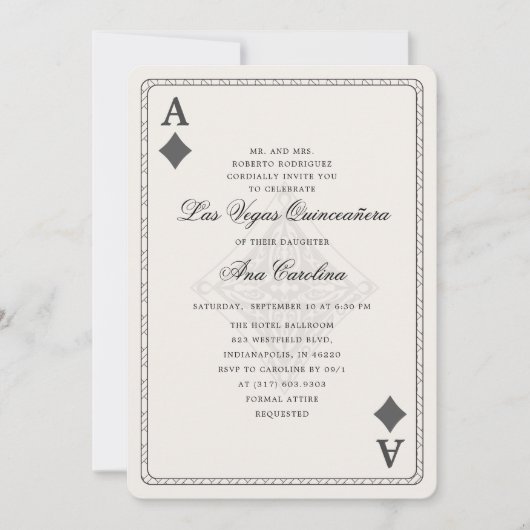 Elegante en unieke Las Vegas Quinceañera Kaart (Voorkant)