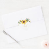 Elegante en Vrolijke Zonnebloem Veer Bruiloft Hart Sticker (Envelop)