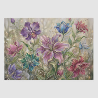 Elegante en Whimsical Fantasiebloemen Tissuepapier