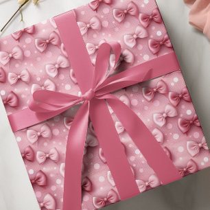 Elegante en Whimsical Roze Coquette Strikjes Lint Cadeaupapier