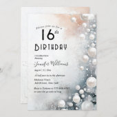 Elegante en witte parels 16e verjaardagsfeest kaart (Voorkant / Achterkant)