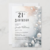 Elegante en witte parels 21e verjaardagsfeest kaart (Voorkant)