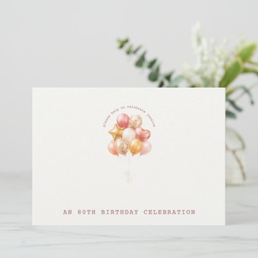 Elegante en zachte 80e verjaardag kaart (Staand voorkant)