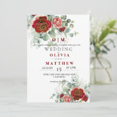 Elegante en zachte Bourgondische rode groene bruil Kaart (Staand voorkant)