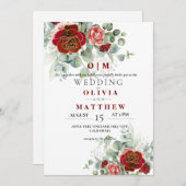 Elegante en zachte Bourgondische rode groene bruil Kaart (Voorkant / Achterkant)