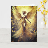 Elegante engel, 5" x 7" gevouwen kerstkaart kaart (Gele Bloem)