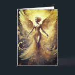 Elegante engel, 5" x 7" gevouwen kerstkaart kaart<br><div class="desc">Een namaak gouden engel lijkt bijna naar je toe te lopen in haar glinsterende gouden jurk en vleugels. Misschien is het je eigen beschermengel die je je hele leven in de gaten heeft gehouden. Ze is gewoon inspirerend. De kaart is voor jou om te personaliseren als een geweldige kerstkaart.</div>