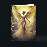 Elegante Engel, 5"x 7"Gevouwen Kerstmis Kaart<br><div class="desc">Een faux gouden engel lijkt bijna naar je toe te lopen in haar glinsterende gouden jurk en vleugels. Misschien je eigen beschermengel die je je hele leven in de gaten houdt. Ze is gewoon inspirerend. De kaart is achtergelaten voor u om te personaliseren als een geweldige kerstkaart.</div>