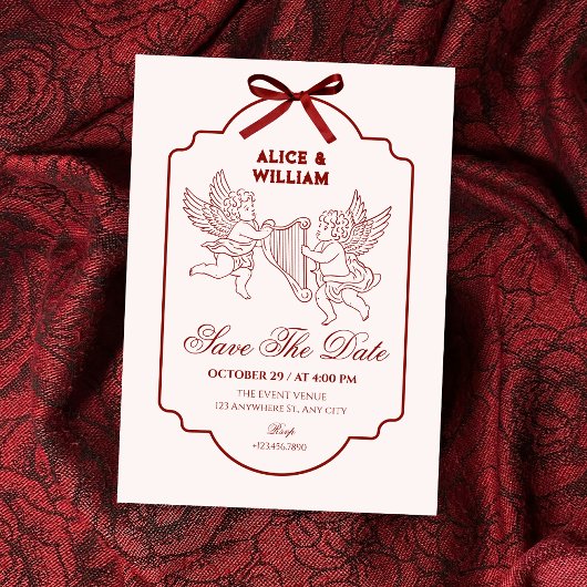 Elegante engel cupido muziek bruiloft  save the date