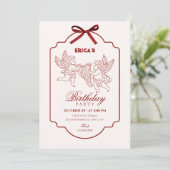 Elegante engel cupido muziek verjaardag kaart (Staand voorkant)