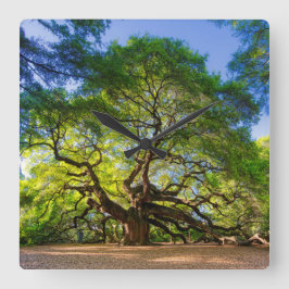 Elegante Engel Eiken Boom Vierkante Klok