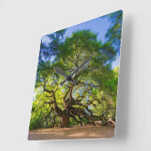 Elegante Engel Eiken Boom Vierkante Klok (Hoek)