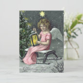 Elegante Engel & Kerstboom Groeten Feestdagenkaart (Staand voorkant)