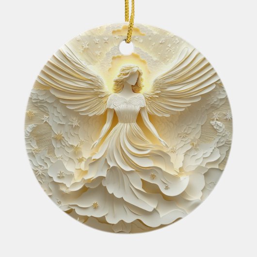 Elegante Engel van Licht Keramisch Ornament (Voorkant)