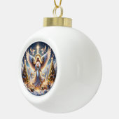 Elegante engelachtige vakantiescene met kerstbomen keramische bal ornament (Rechts)