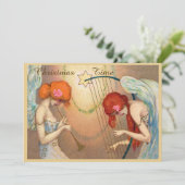 Elegante Engelen & Muziek Kersttijd Kaart (Staand voorkant)