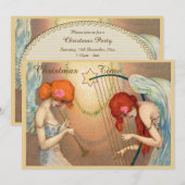 Elegante Engelen & Muziek Kersttijd Kaart (Voorkant / Achterkant)