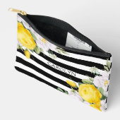 Elegante Engelse Gele Rozen Zwart Wit Strepen Etui (Open)
