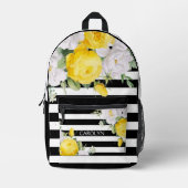 Elegante Engelse gele rozen zwart witte strepen Bedrukte Rugzak (Voorkant)