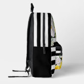 Elegante Engelse gele rozen zwart witte strepen Bedrukte Rugzak (Links)