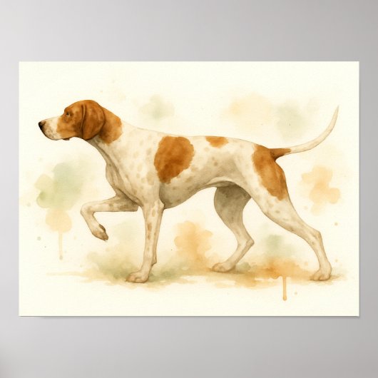 Elegante Engelse Pointer Dog Waterverf Poster (Voorkant)