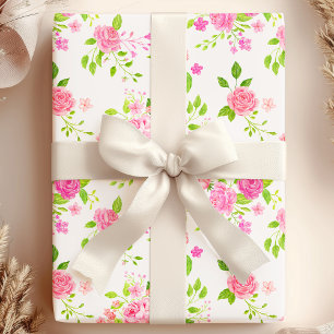 Elegante Engelse Rozen Waterverf Bloemen Cadeaupapier