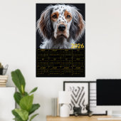 Elegante Engelse Setter 2026 Agenda Poster (Thuiskantoor)