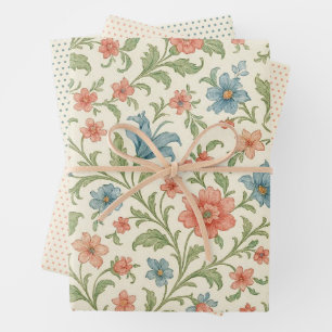 Elegante Engelse shabby chic bloem kunstpatroon Inpakpapier Vel