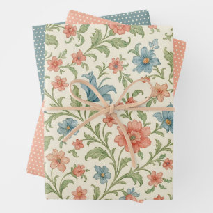 Elegante Engelse shabby chic bloem kunstpatroon Inpakpapier Vel
