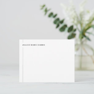 Elegante Enkel Monogram Zijrand Zwart Wit Notitiekaartje