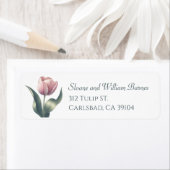 Elegante enkele roze tulp bloem retouradres etiket (Insitu)