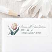 Elegante enkele roze tulp bloem retouradres etiket (Insitu)