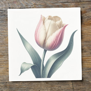 Elegante Enkele Roze Tulp Bloem Servet