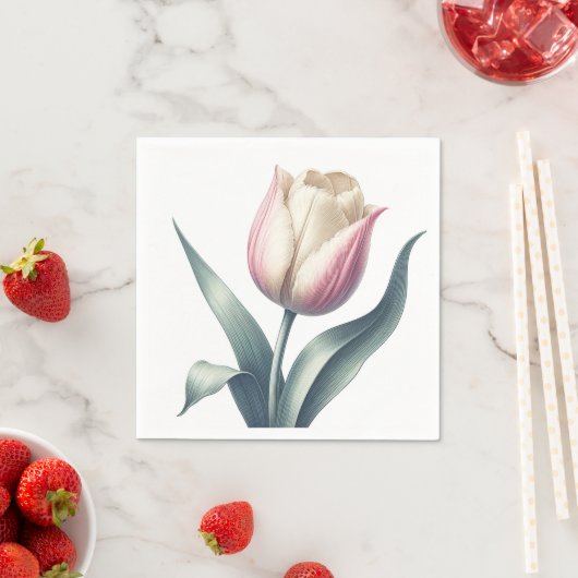 Elegante Enkele Roze Tulp Bloem Servet (Insitu)