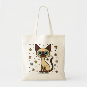 Elegante Enrique Floral Siamese kat Tote Bag
