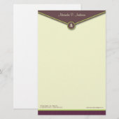 Elegante envelop (aubergine) Monogram briefpapier (Voorkant / Achterkant)
